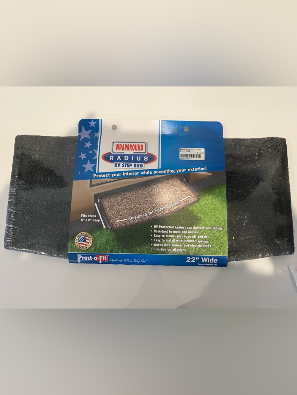 WrapAround Radius RV Step Rug - Black